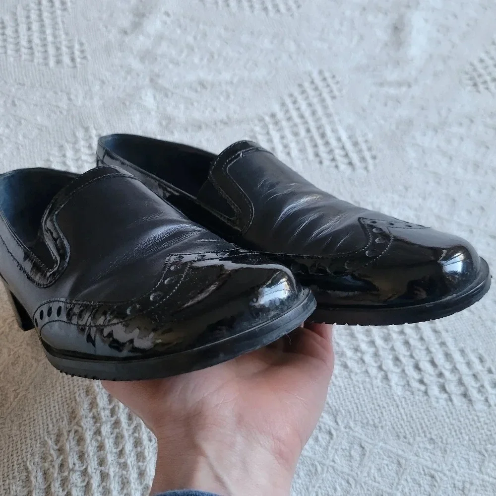 𝅺AMALFI BY RANGONI Black  Low Heel Leather Slip On Loafer - Picture 13 of 13